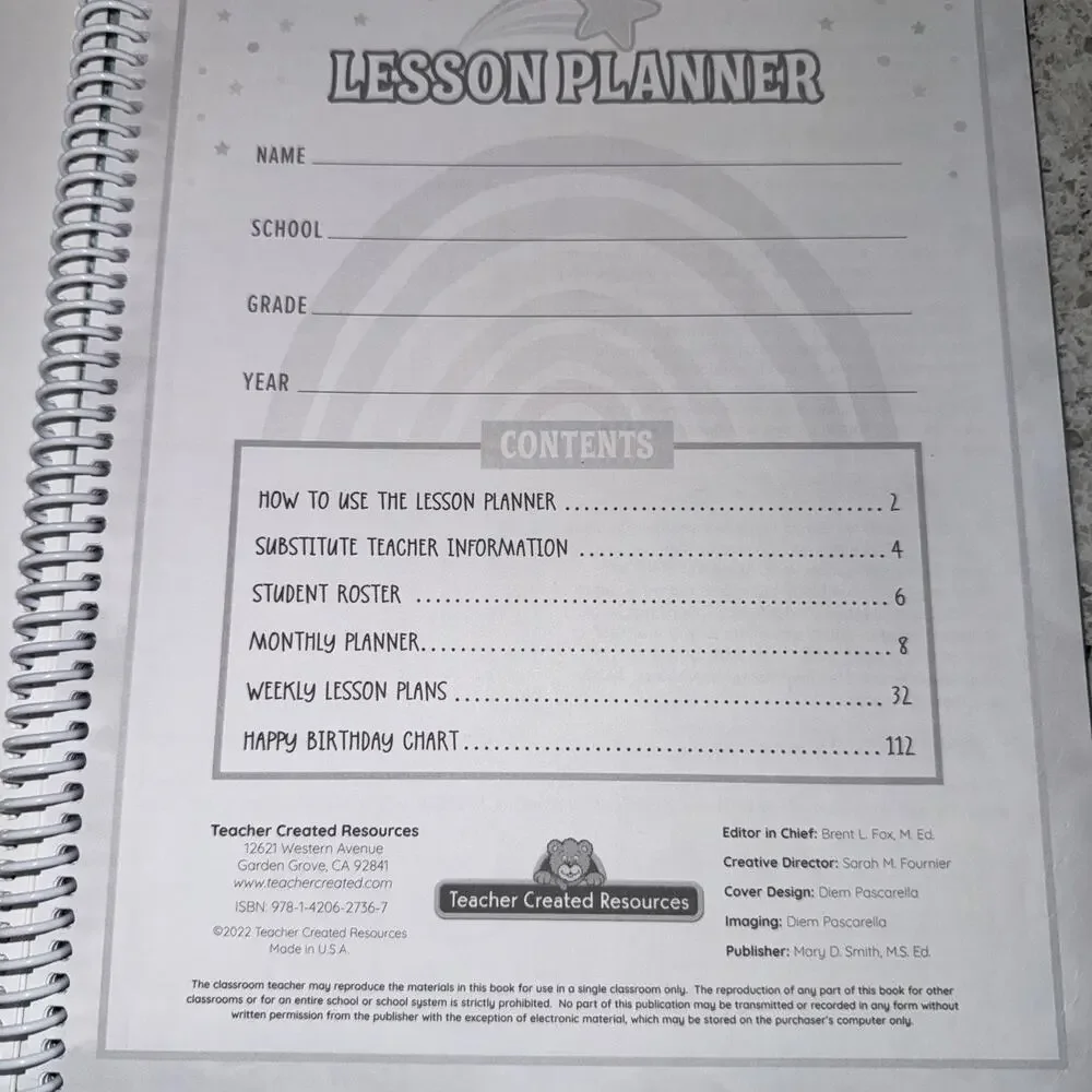 Pastel Pop Lesson Planner 8.5 inches X 11 inches